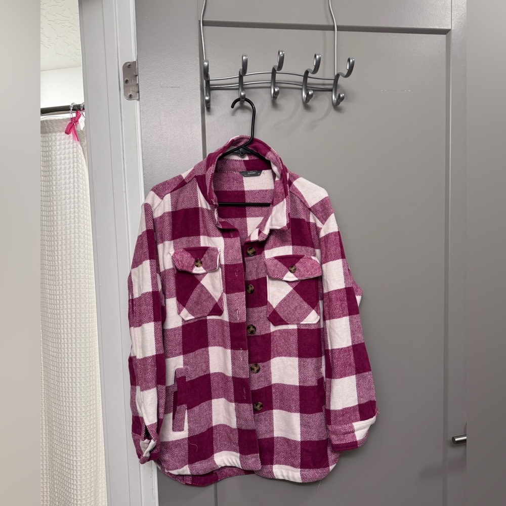 Cant remember the brand, Plaid wool shacket, size M